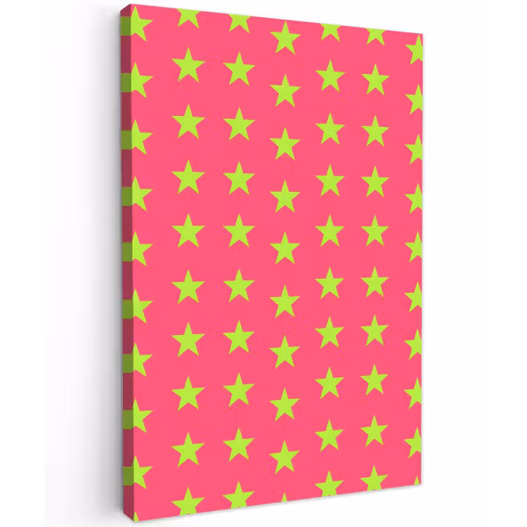 Sterren - Patroon - Roze Tuinposter op houten frame 2 cm dik klein 841 -3d