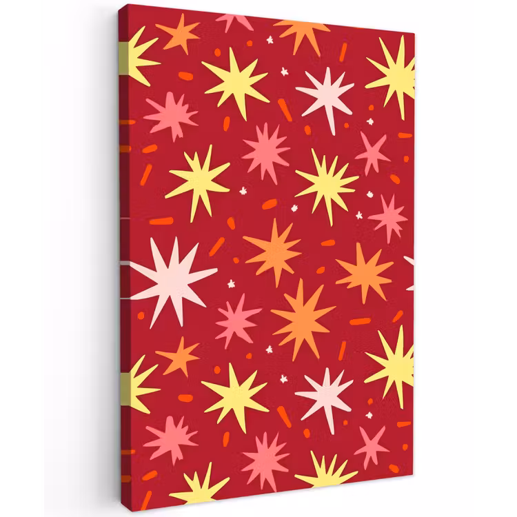Sterren - Speels - Rood Tuinposter op houten frame 2 cm dik klein 841 -3d