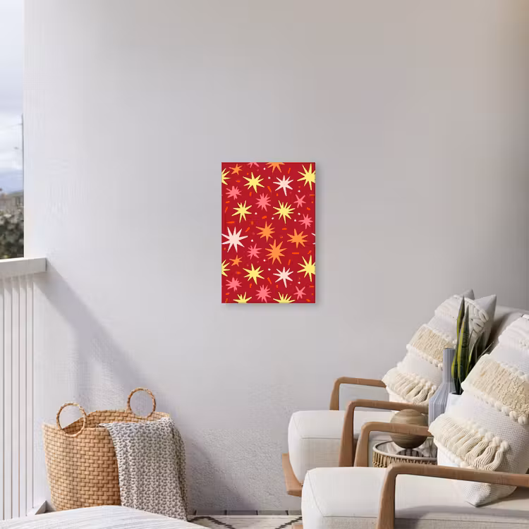 Sterren - Speels - Rood Tuinposter op houten frame 2 cm dik klein 841 -sfeer1