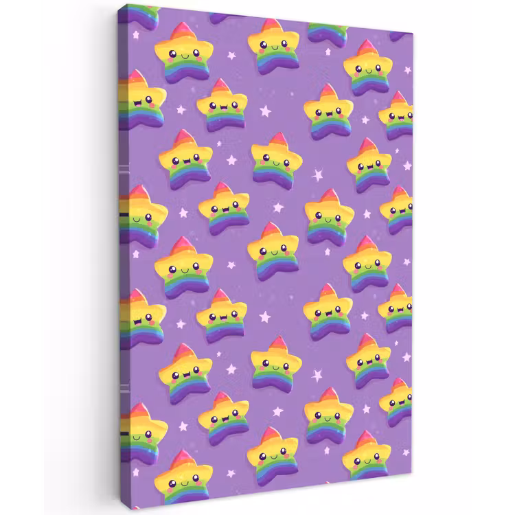Sterren - Regenboog - Paars Tuinposter op houten frame 2 cm dik klein 841 -3d