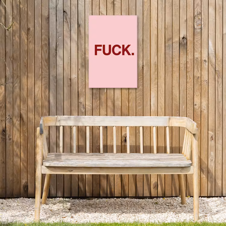 Statement - Krachtig - Roze Tuinposter op houten frame 2 cm dik klein -sfeer4