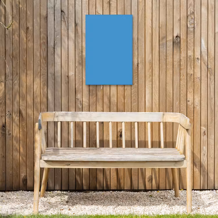 Steel - Blue - Blauw Tuinposter op houten frame 2 cm dik klein 841 -sfeer4