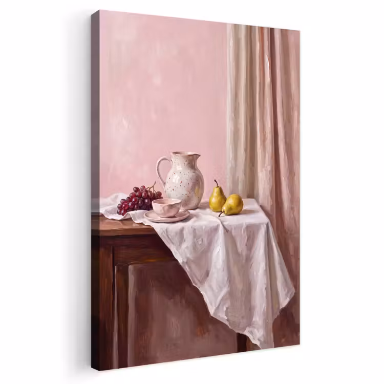Outdoor Canvas Print - Still Life - Fruit - Pink - Stilleven - Fruit - Roze Tuinposter op houten frame 2 cm dik klein