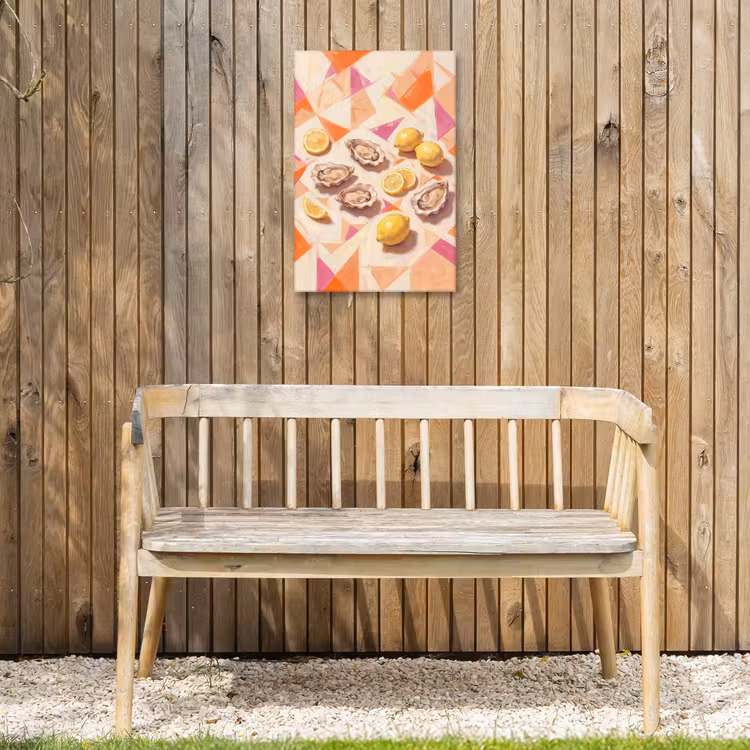 Stilleven - Citroenen - Oesters - Abstract - Oranje Tuinposter op houten frame 2 cm dik klein -sfeer4