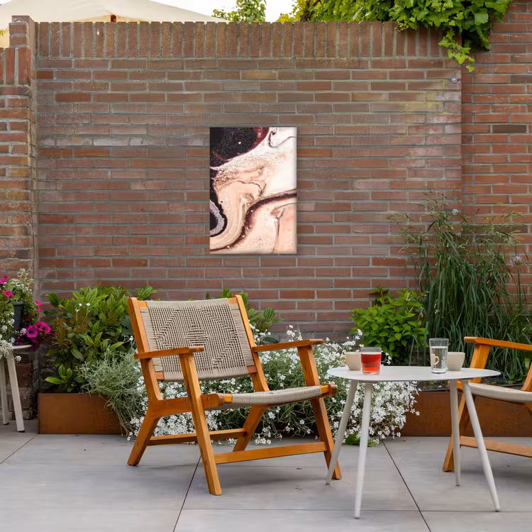 Steen - Marmer - Edelsteen - Abstract - Natuur - Roze Tuinposter op houten frame 2 cm dik klein -sfeer3