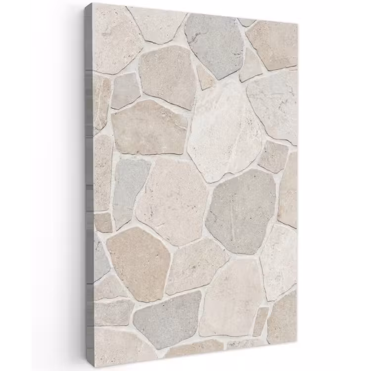 Steen - Patroon - Textuur - Beige Tuinposter op houten frame 2 cm dik klein -3d