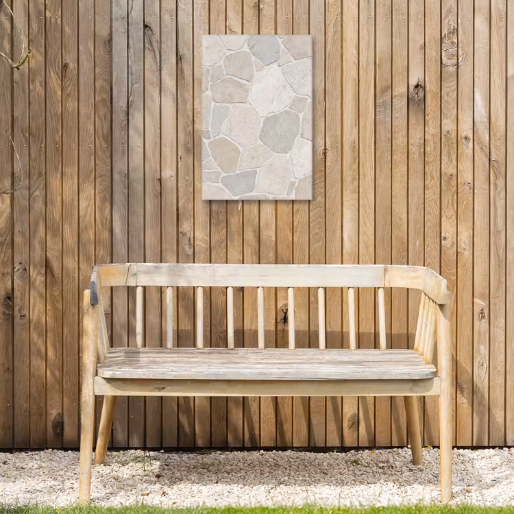 Steen - Patroon - Textuur - Beige Tuinposter op houten frame 2 cm dik klein -sfeer4