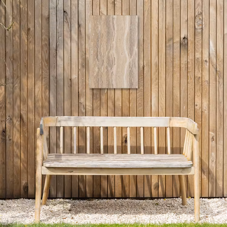 Steen - Patroon - Textuur - Natuurlijk - Beige Tuinposter op houten frame 2 cm dik klein -sfeer4