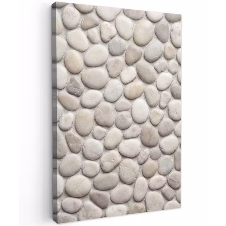 Steen - Kiezel - Natuur - Minimalistisch - Beige Tuinposter op houten frame 2 cm dik klein -3d