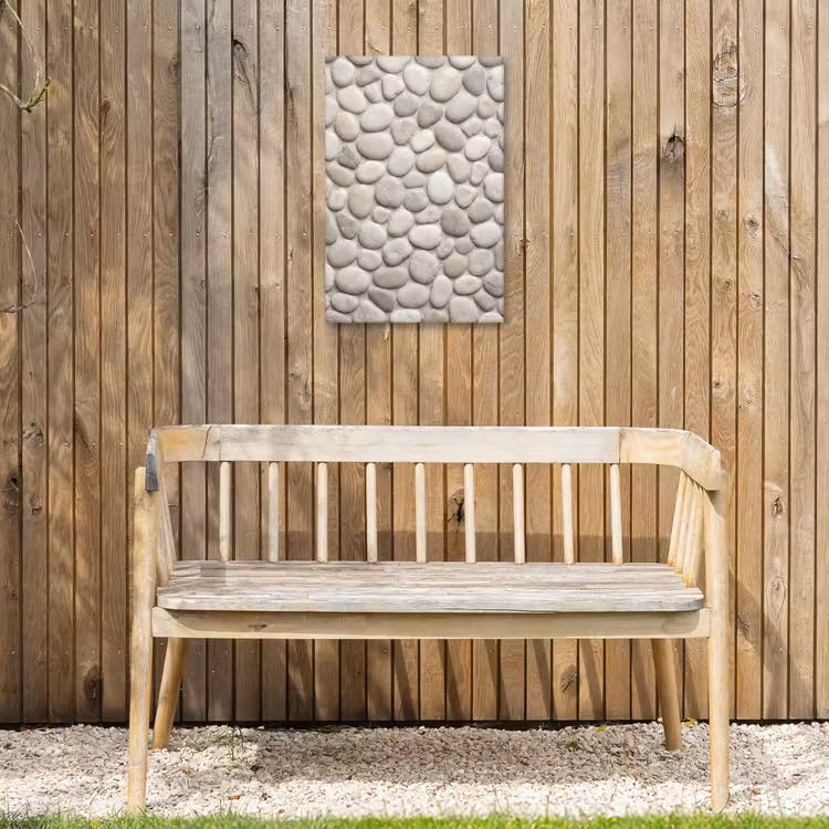 Steen - Kiezel - Natuur - Minimalistisch - Beige Tuinposter op houten frame 2 cm dik klein -sfeer4
