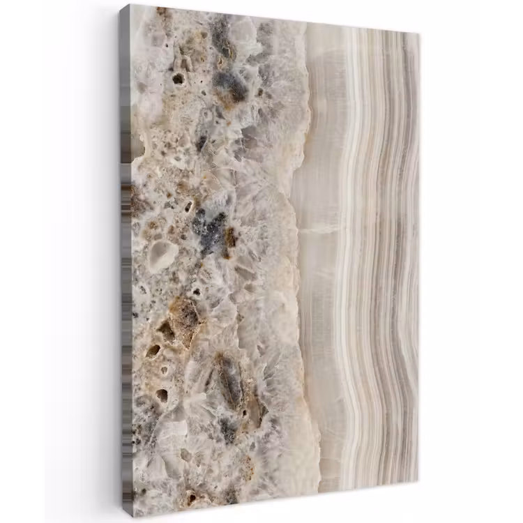 Steen - Textuur - Abstract - Beige - Wit Tuinposter op houten frame 2 cm dik klein -3d