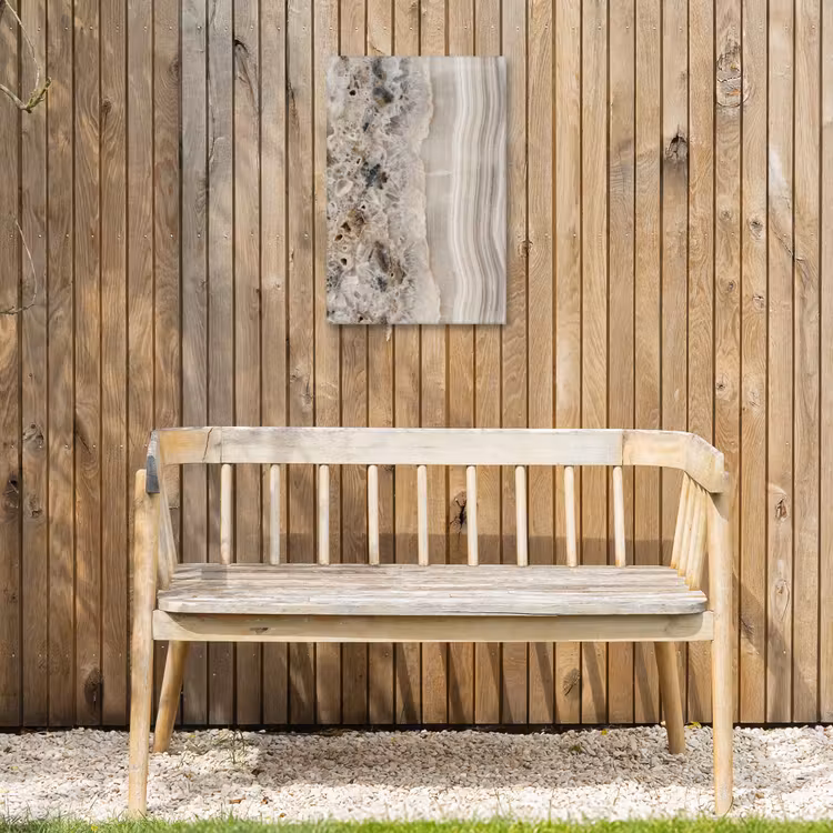 Steen - Textuur - Abstract - Beige - Wit Tuinposter op houten frame 2 cm dik klein -sfeer4
