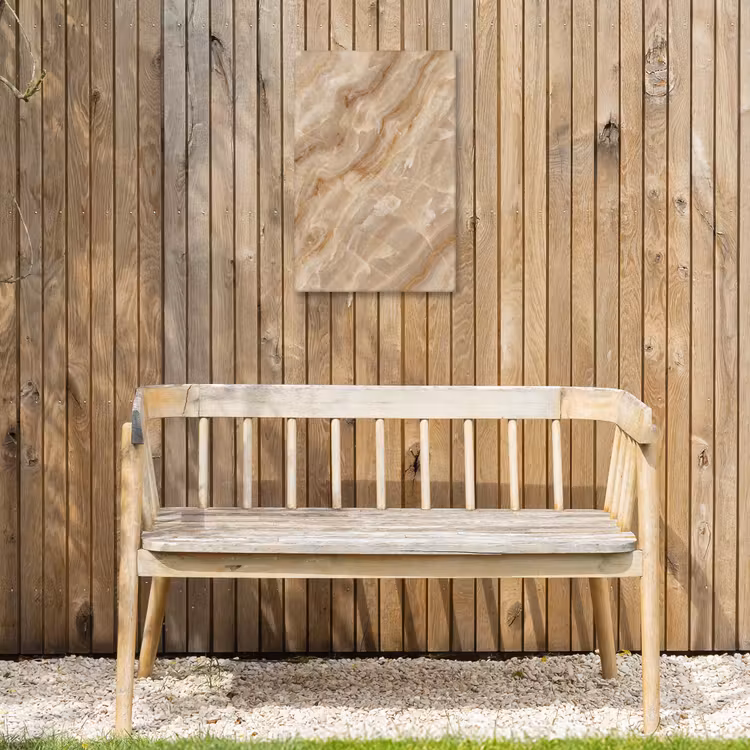 Steen - Ader - Natuur - Modern - Beige Tuinposter op houten frame 2 cm dik klein -sfeer4
