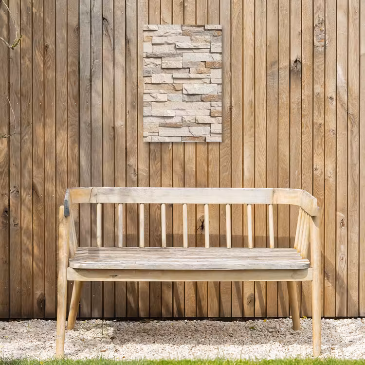 Steen - Muur - Textuur - Rustiek - Beige Tuinposter op houten frame 2 cm dik klein -sfeer4