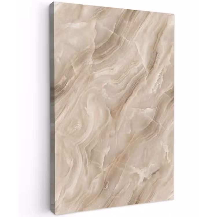 Steen - Golvend - Abstract - Beige Tuinposter op houten frame 2 cm dik klein -3d