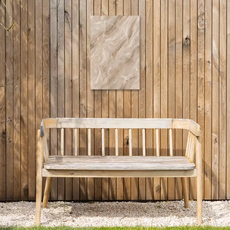 Steen - Golvend - Abstract - Beige Tuinposter op houten frame 2 cm dik klein -sfeer4