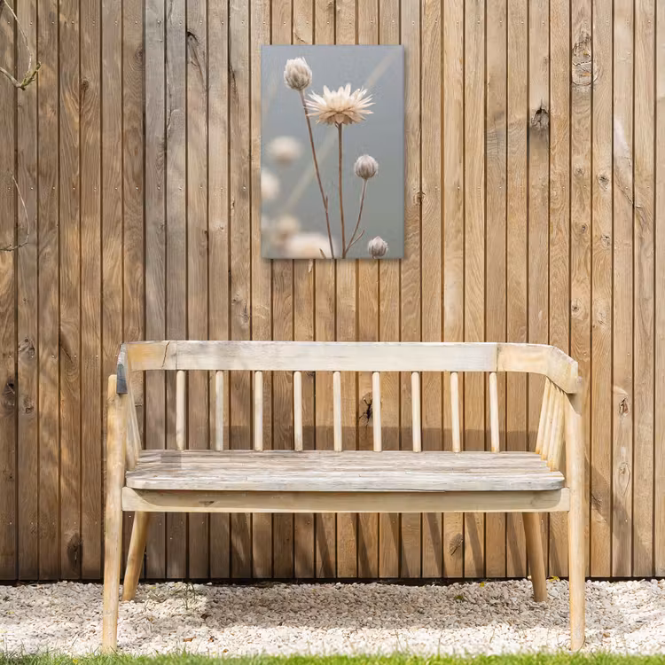 Strobloemen - Wit - Daglicht Tuinposter op houten frame 2 cm dik klein -sfeer4