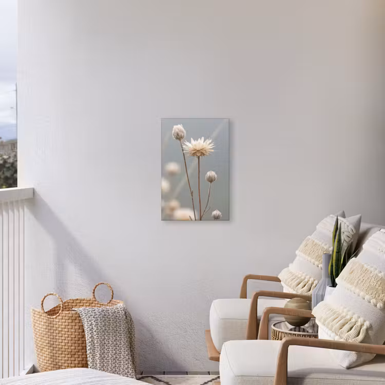 Strobloemen - Wit - Daglicht Tuinposter op houten frame 2 cm dik klein -sfeer1