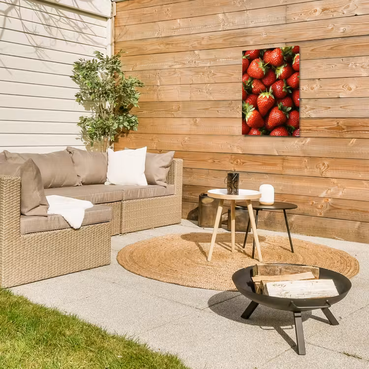 Aardbei - Fruit - Rood Tuinposter op houten frame 2 cm dik klein -sfeer2