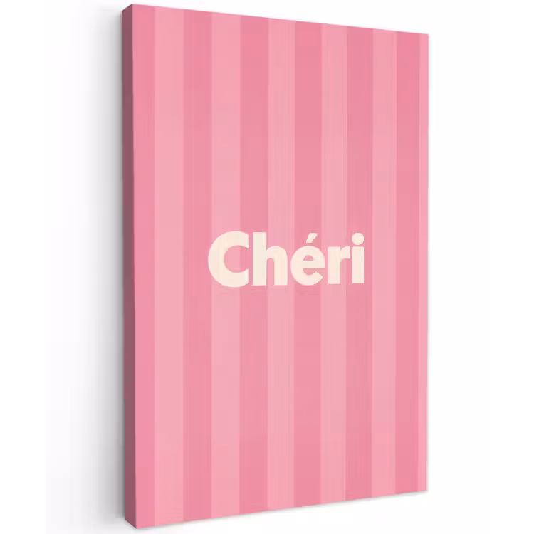Gestreept - Roze - Chéri Tuinposter op houten frame 2 cm dik klein -3d