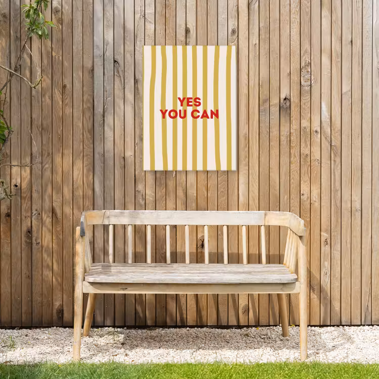 Strepen - Abstract - Yes you can - Rood Tuinposter op houten frame 2 cm dik klein -sfeer4