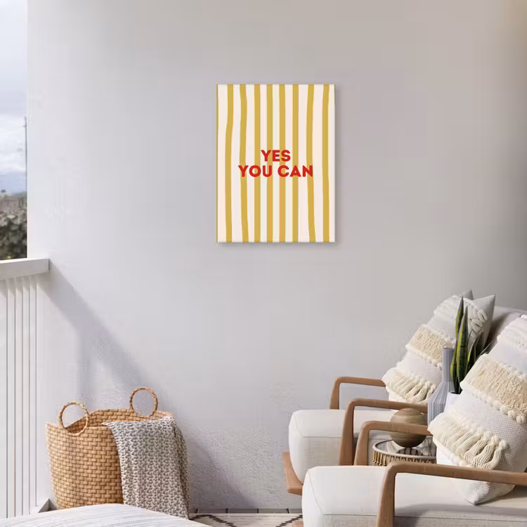 Strepen - Abstract - Yes you can - Rood Tuinposter op houten frame 2 cm dik klein -sfeer1