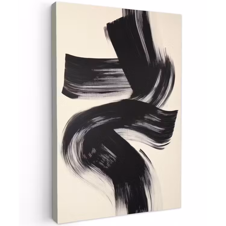 Strepen - Zwart - Abstract Tuinposter op houten frame 2 cm dik klein -3d