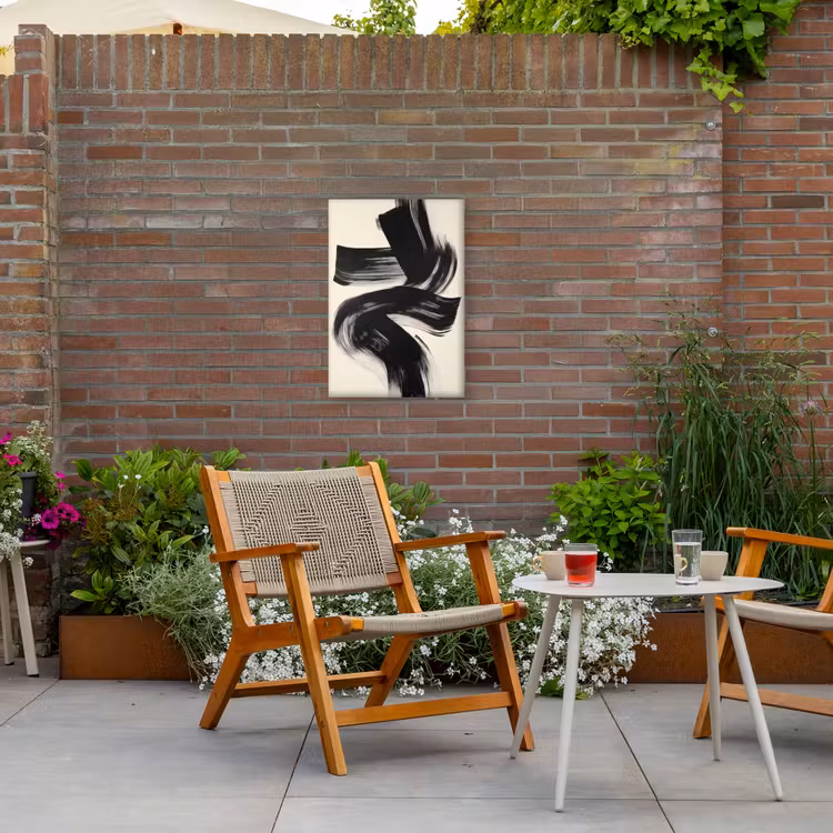 Strepen - Zwart - Abstract Tuinposter op houten frame 2 cm dik klein -sfeer3