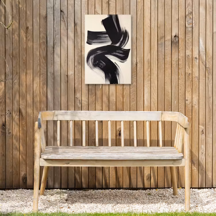 Strepen - Zwart - Abstract Tuinposter op houten frame 2 cm dik klein -sfeer4