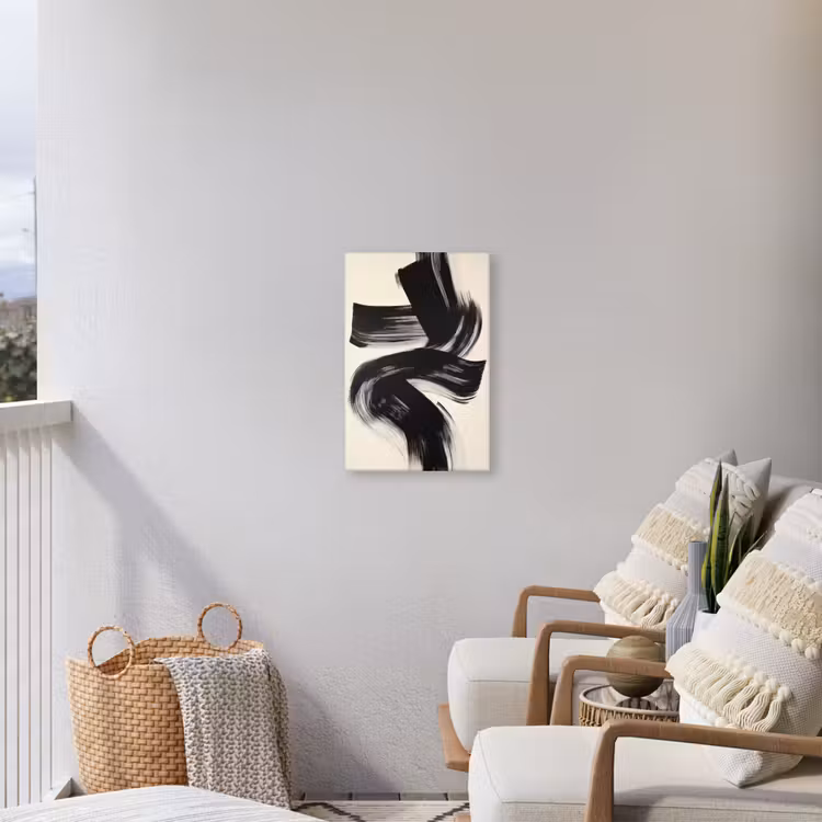 Strepen - Zwart - Abstract Tuinposter op houten frame 2 cm dik klein -sfeer1