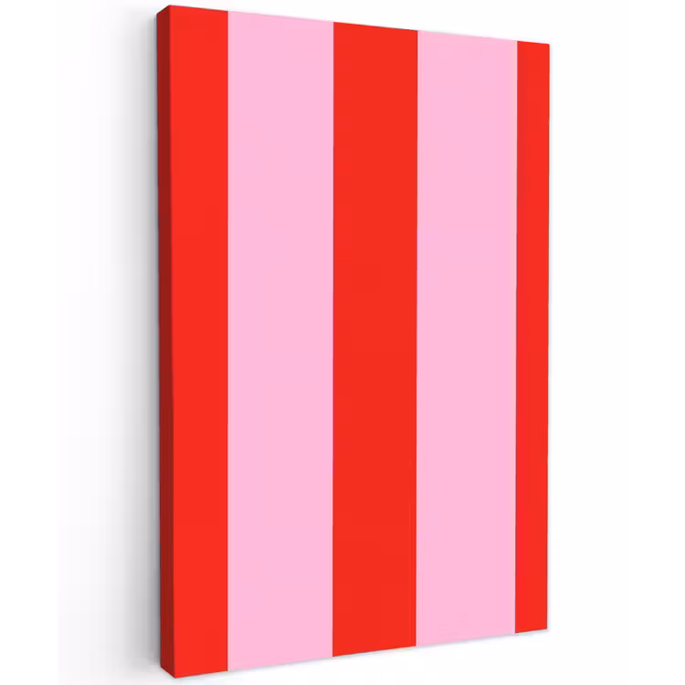 Strepen - Klassiek - Roze Tuinposter op houten frame 2 cm dik klein 841 -3d