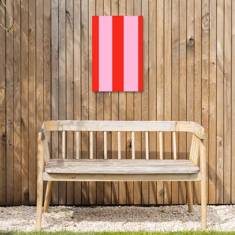 Strepen - Klassiek - Roze Tuinposter op houten frame 2 cm dik klein 841 -sfeer4