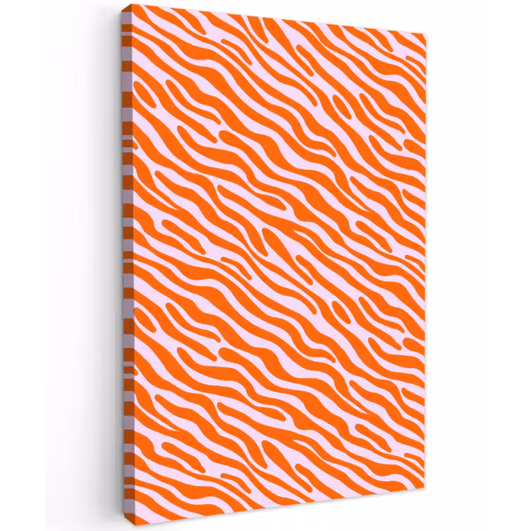 Strepen - Dynamisch - Oranje Tuinposter op houten frame 2 cm dik klein 841 -3d