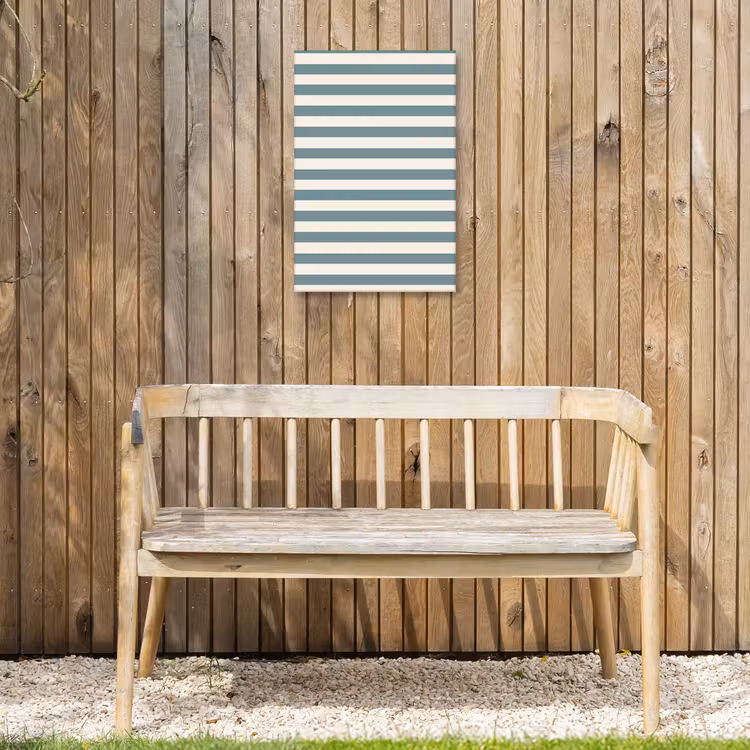 Strepen - Modern - Blauw Tuinposter op houten frame 2 cm dik klein 841 -sfeer4