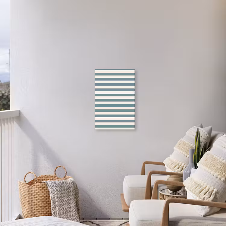 Strepen - Modern - Blauw Tuinposter op houten frame 2 cm dik klein 841 -sfeer1