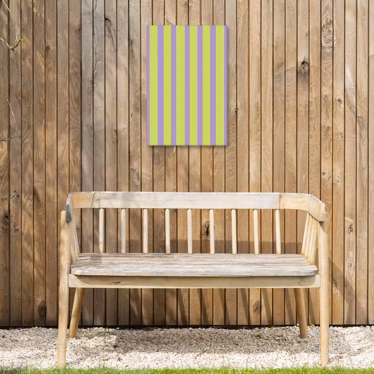 Strepen - Patroon - Groen Tuinposter op houten frame 2 cm dik klein 841 -sfeer4