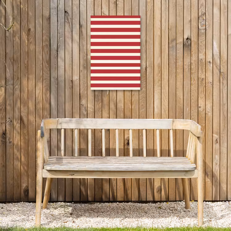 Strepen - Patroon - Rood Tuinposter op houten frame 2 cm dik klein 841 -sfeer4