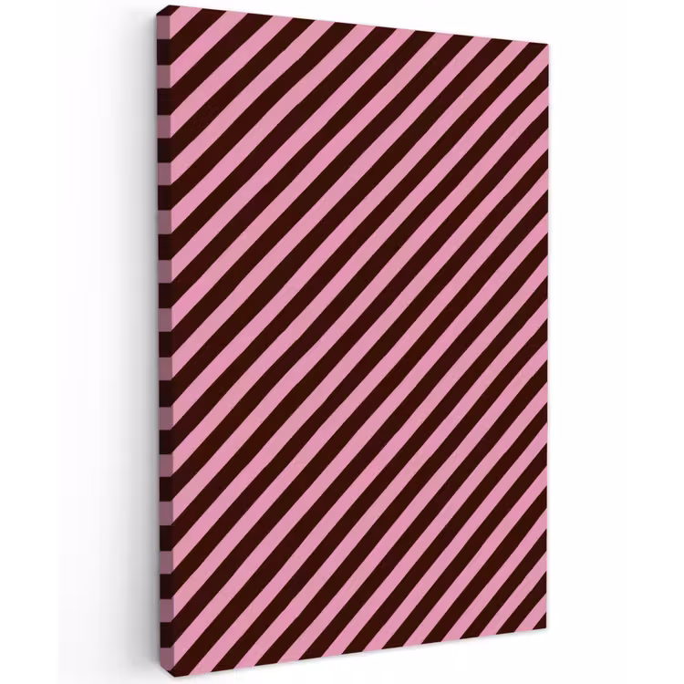 Strepen - Roze - Bruin Tuinposter op houten frame 2 cm dik klein 841 -3d