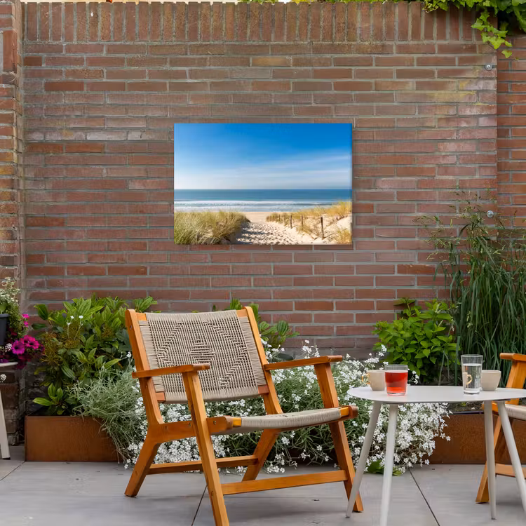 Zomerse Stranddag Tuinposter op houten frame 2 cm dik middel -sfeer3