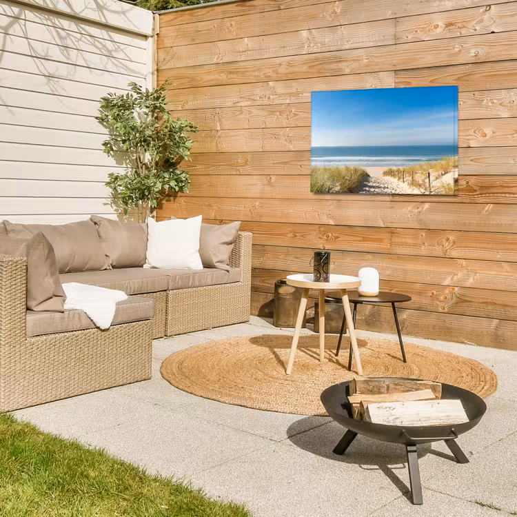 Zomerse Stranddag Tuinposter op houten frame 2 cm dik middel -sfeer2