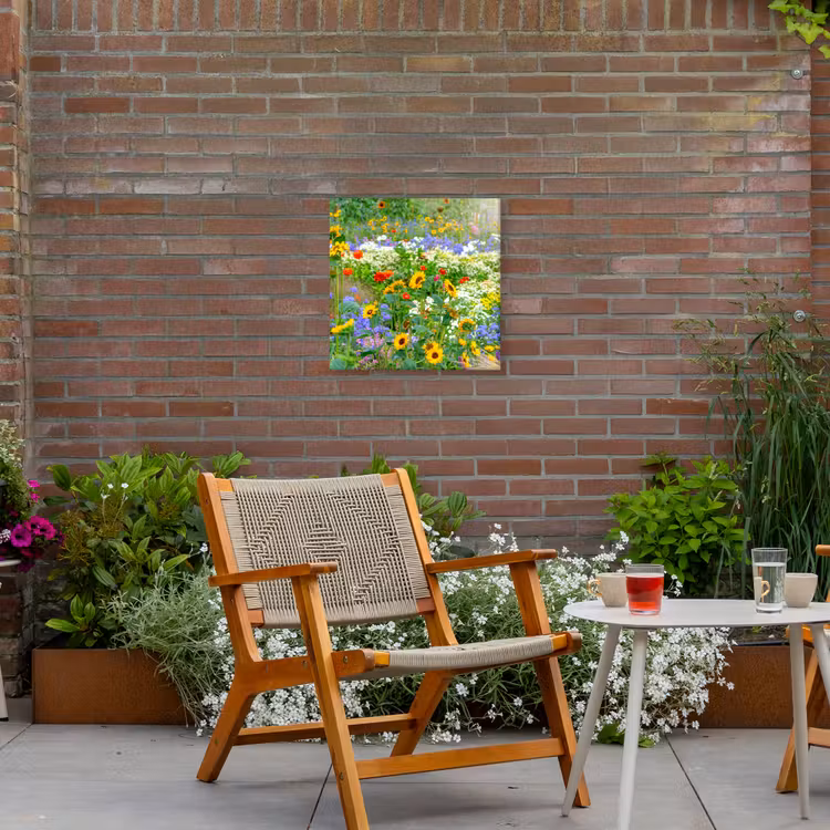 Zomerbloemen in volle bloei Tuinposter op houten frame 2 cm dik klein -sfeer3