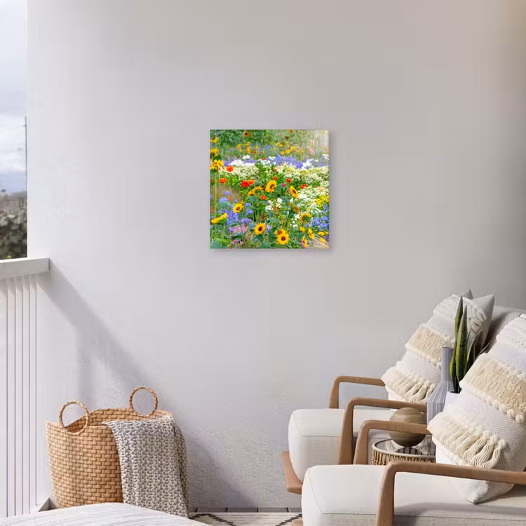 Zomerbloemen in volle bloei Tuinposter op houten frame 2 cm dik klein -sfeer1