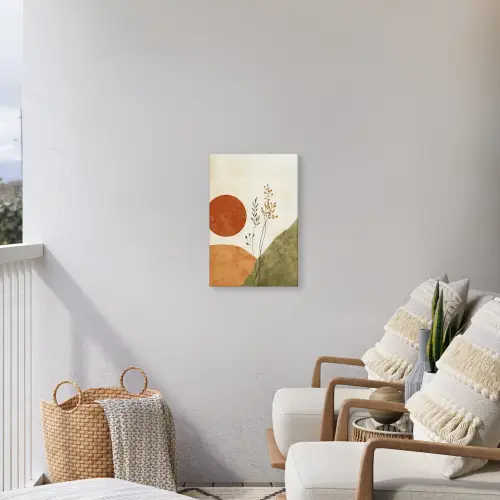 Zon - Abstract - Takken - Oranje Tuinposter op houten frame 2 cm dik klein -sfeer1