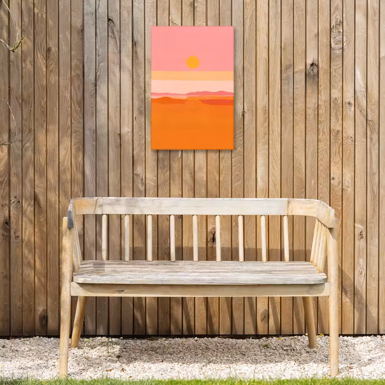 Zon - Abstract - Landschap - Oranje Tuinposter op houten frame 2 cm dik klein -sfeer4