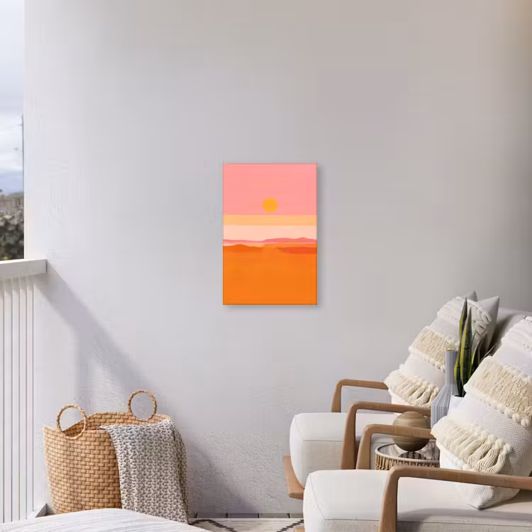 Zon - Abstract - Landschap - Oranje Tuinposter op houten frame 2 cm dik klein -sfeer1