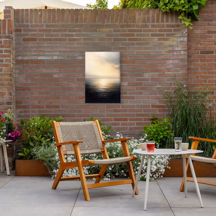 Zon - Horizon - Zee Tuinposter op houten frame 2 cm dik klein -sfeer3