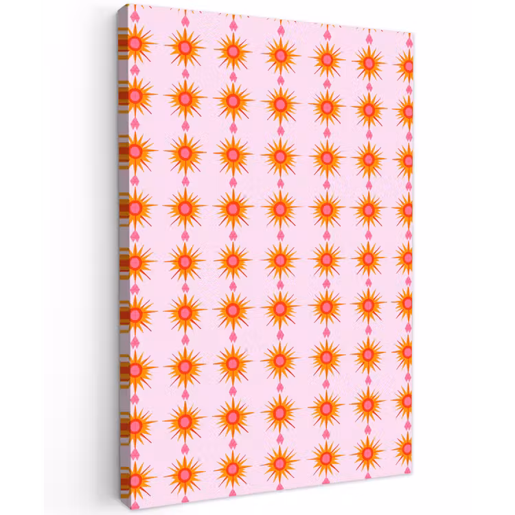 Zon - Motief - Roze Tuinposter op houten frame 2 cm dik klein 841 -3d