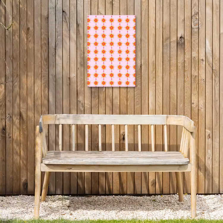 Zon - Motief - Roze Tuinposter op houten frame 2 cm dik klein 841 -sfeer4