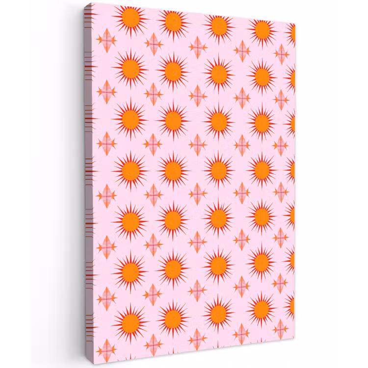 Zon - Patroon - Roze Tuinposter op houten frame 2 cm dik klein 841 -3d