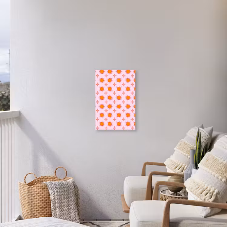 Zon - Patroon - Roze Tuinposter op houten frame 2 cm dik klein 841 -sfeer1